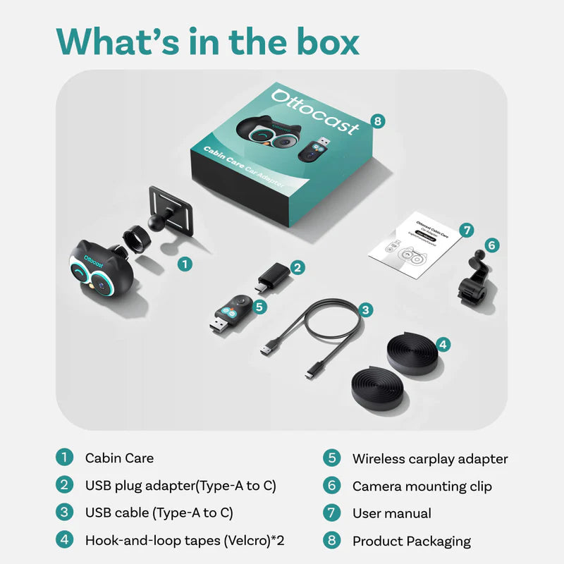 Ottocast Cabin Care – Camera + Wireless Apple CarPlay