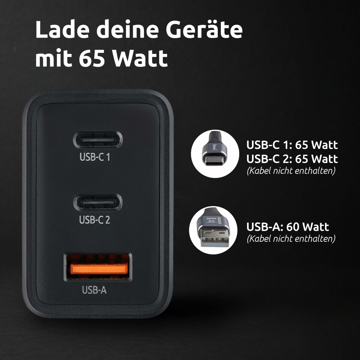 Wall Charger INTENSO W65ACC Black 65 W