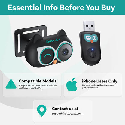 Ottocast Cabin Care – Camera + Wireless Apple CarPlay